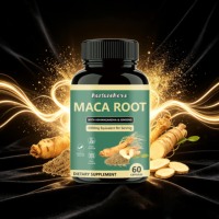 Capsules de racine de maca personnalisées, 60 unités, avec Ashwagandha et Ginseng, complément naturel pour le bien-être, service de marque privée