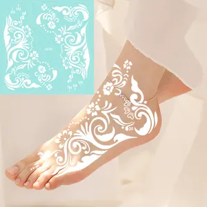 New Product Colorful Body Painting Art Disposable Semi Permanent 3D Disposable White Waterproof Lace Henna Temporary Tattoo