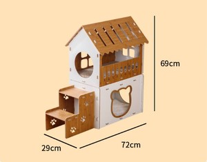 Villa di lusso a due piani giocattolo per <span class=keywords><strong>gatti</strong></span> sostenibile in legno Pet letto con Sisal Scratcher Board involucro - Product Image 3