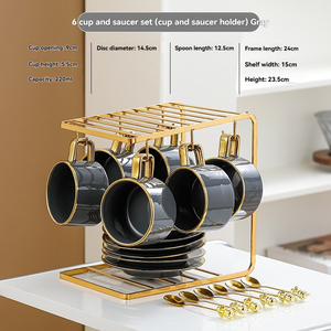 Coffee <b>cup</b> <b>set</b> featuring high-end and exquisite design, a small-scale collection of European-style ceramic <b>cups</b> and saucers - Product Image 6