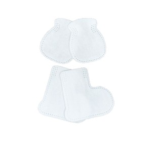 Gants et couvre-pieds élastiques pour nouveau-nés, taille unique, blanc, ultra doux, jetables, en tissu non tissé, pour les soins du bébé - Product Image 1