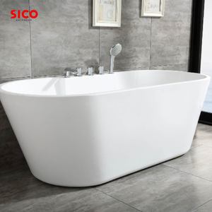 <span class=keywords><strong>Baignoire</strong></span> autoportante en acrylique au design minimaliste avec des contours lisses - Product Image 2