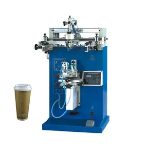 Máquina de impressão de tela cylindercal para copo plástico, impressão de tela para copos de leite e chá