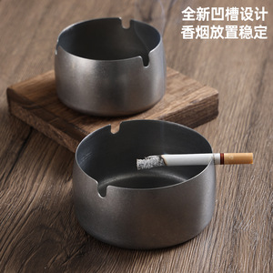 Retro Stainless Steel Ashtray Round Large Size For Bars And Restaurants With Engraved Logo - Product Image 5