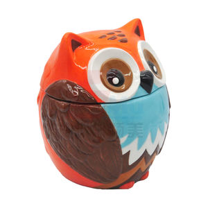 Stockage des aliments en céramique en forme de hibou et pot à biscuits avec couvercle pour stockage et affichage de bonbons - Product Image 2