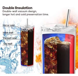Custom 20Oz Straight Stainless Steel Vacuum Insulated Cups White Blank Sublimation Coating Heat Transfertumbler With Straw - Product Image 5
