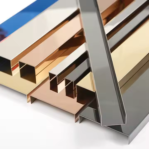 Perfil de acero inoxidable Tira de ajuste decorativa Perfiles de cerámica en forma de U Decoración de muebles de pared Superficie de espejo de 1mm <span class=keywords><strong>Interior</strong></span> - Product Image 4