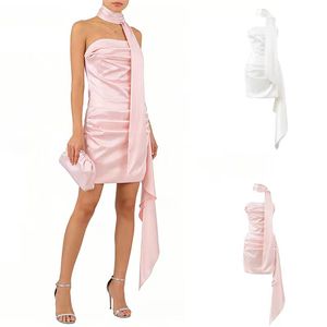 Vestido Halter de Encaje de Alta Calidad con Cintura Plisada y Falda Corta Ajustada de Color Sólido - Product Image 1