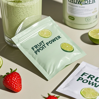 Bolsa plana personalizada a prueba de humedad a prueba de sol con tres sellos laterales y cremallera para polvo de Matcha orgánico, bolsa de Mylar en polvo instantáneo