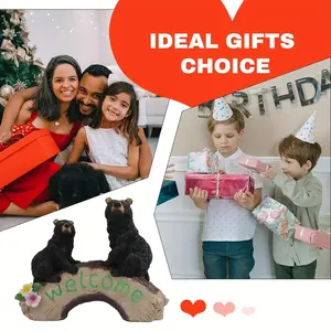 Figura de Resina de la Madre Osa y sus Crías, Pintada a Mano en Negro, Decoración para Interiores/Exteriores - Product Image 5