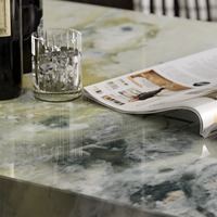 KINGS-WING Vert Onyx Canapé Table Basse Pantagonia Jade Plinthe Centre Table Nature Verde Marbre Table Basse pour Salon