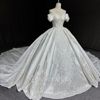 Robe de mariée de luxe Jancemebr, modèle Mn305 Sweetheart, épaules dénudées, dos lacé, broderie personnalisée et sequins.