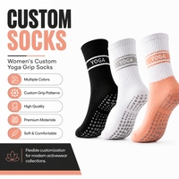 Chaussettes de yoga et de pilates personnalisées pour femmes avec logo sur le bord, en coton respirant, antidérapantes
