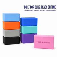 Bloc de yoga noir en mousse EVA avec logo personnalisé imprimé UV et emballage individuel en boîte couleur pour les commandes en gros