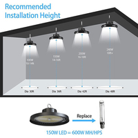 Lumière LED UFO industrielle 150W 200W 240W, puissance réglable par interrupteur DIP, éclairage UFO pour entrepôt, industrie, atelier