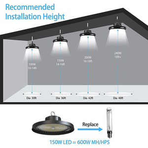 Lumière LED UFO industrielle 150W 200W 240W, puissance réglable par interrupteur DIP, éclairage UFO pour entrepôt, industrie, atelier - Product Image 5