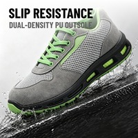 Chaussures de sécurité OEM en daim respirant tricotées avec coussin d'air, amortissantes, à embout d'acier anti-choc pour la course, le travail en usine et la construction