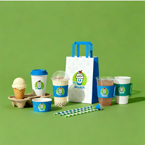 Bolsas de Papel para Llevar Comida con Logotipo Personalizado al por Mayor, Bolsas Desechables para Empacar Alimentos con Asa para Comida Rápida - Product Image 1