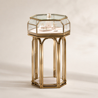 Vitrine de magasin de bijoux en verre moderne, meuble de présentation, comptoir avec éclairage LED, finition dorée pour centres commerciaux de luxe