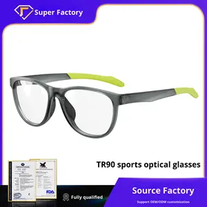 Montures optiques rondes légères, antichoc et incassables à monture intégrale – Logo personnalisé, verres PC transparents unisexe <span class=keywords><strong>pour</strong></span> adultes, sports de badminton - Product Image 1