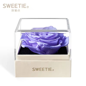 Venta al por mayor belleza grande única flor de Rosa conservada eterna en caja de acrílico transparente logotipo personalizado para evento de negocios conjunto de regalo de fiesta - Product Image 3
