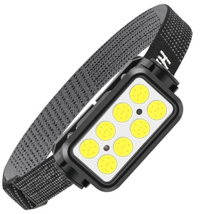 Linterna frontal LED multifuncional con batería incorporada, recargable por USB tipo C, ligera, con sensor COB para senderismo, camping y patrullaje. - Product Image 1