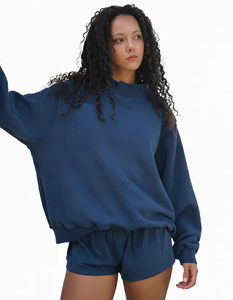 Sweat-shirt décontracté à col montant et manches longues en coton éponge 100 % pour femme, avec logo personnalisé, collection Printemps 2026 - Product Image 6