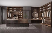 Système de rangement moderne pour vêtements, armoire sur mesure pour chambre à coucher, dressing en bois avec table