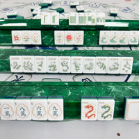 Jeu de Mahjong américain, 160 tuiles avec motif bambou, support de Mahjong, règle et accessoires inclus, pour cadeau d'anniversaire, soirée de jeu en famille