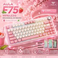 Clavier mécanique sans fil AULA F75 Bluetooth 5.0 USB 2.4G filaire, avec touches PBT RGB interchangeables à chaud, disposition 75%, clavier de jeu