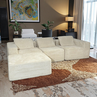 Canapé modulaire en L moderne sur mesure pour villa, avec mousse haute densité compressée sous vide et tissu en éponge, pour salon