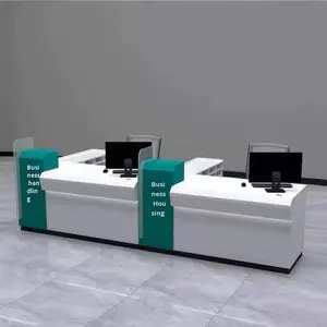 Escritorio DE OFICINA DE MADERA moderno, Mostrador de Banco pintado, mesa de firma para Área Financiera postal, Servicio de Crédito, escritorio de recepción - Product Image 4