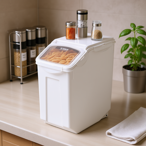 Vevor Contenant hermétique pour farine 20L en plastique avec couvercle rabattable, anti-humidité, rectangulaire, pour le stockage des aliments dans la cuisine - Product Image 3