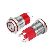 16mm Hochstrom-wasserdichtes leuchtendes Rin glicht Momentan verriegelung Roter Metall-Drucksc halter Knopf Kabelst ecker Stroms child