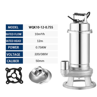 Pompe à eau submersible multi-étages à haute pression QY, autoportante, pour eaux usées et eau propre, avec coupeur, 0,75 kW, 220 V/380 V, débit de 10 m/h