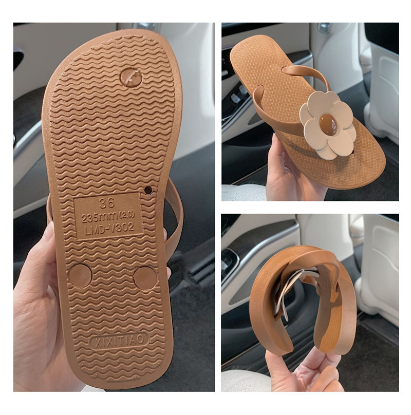 Fashion Flower Flip-flops Women Summer Beach Shoes Soft Soled PVC Flip Flops Slippers