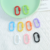Porte-clés mousqueton ovale en alliage de zinc émaillé personnalisable DIY avec anneau rotatif à vis, support de clés en métal, cadeau d'extérieur, vente en gros en vrac