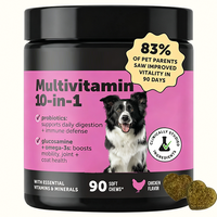 Vitamines Multiples Premium pour Chiens en Gros – 10-en-1 Friandises Tendres avec Probiotiques pour le Soutien Immunitaire et la Vitalité d'un Pelage Sain