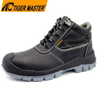 Zapatos de Seguridad Industriales Tiger Master Personalizados, con Puntera de Acero Anti-aplastamiento, Resistentes a Pinchazos, de Cuero Negro, con Suela de PU Antideslizante para Hombre