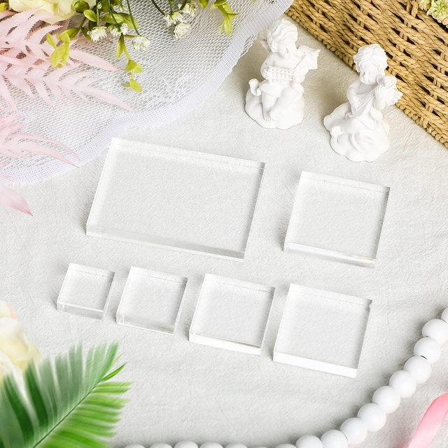 Clear Acrylic Blocks Wedding Flat Lay Props Styling Photography Stamp Display Block Set Props Wedding for Scrapbooking Crafts
