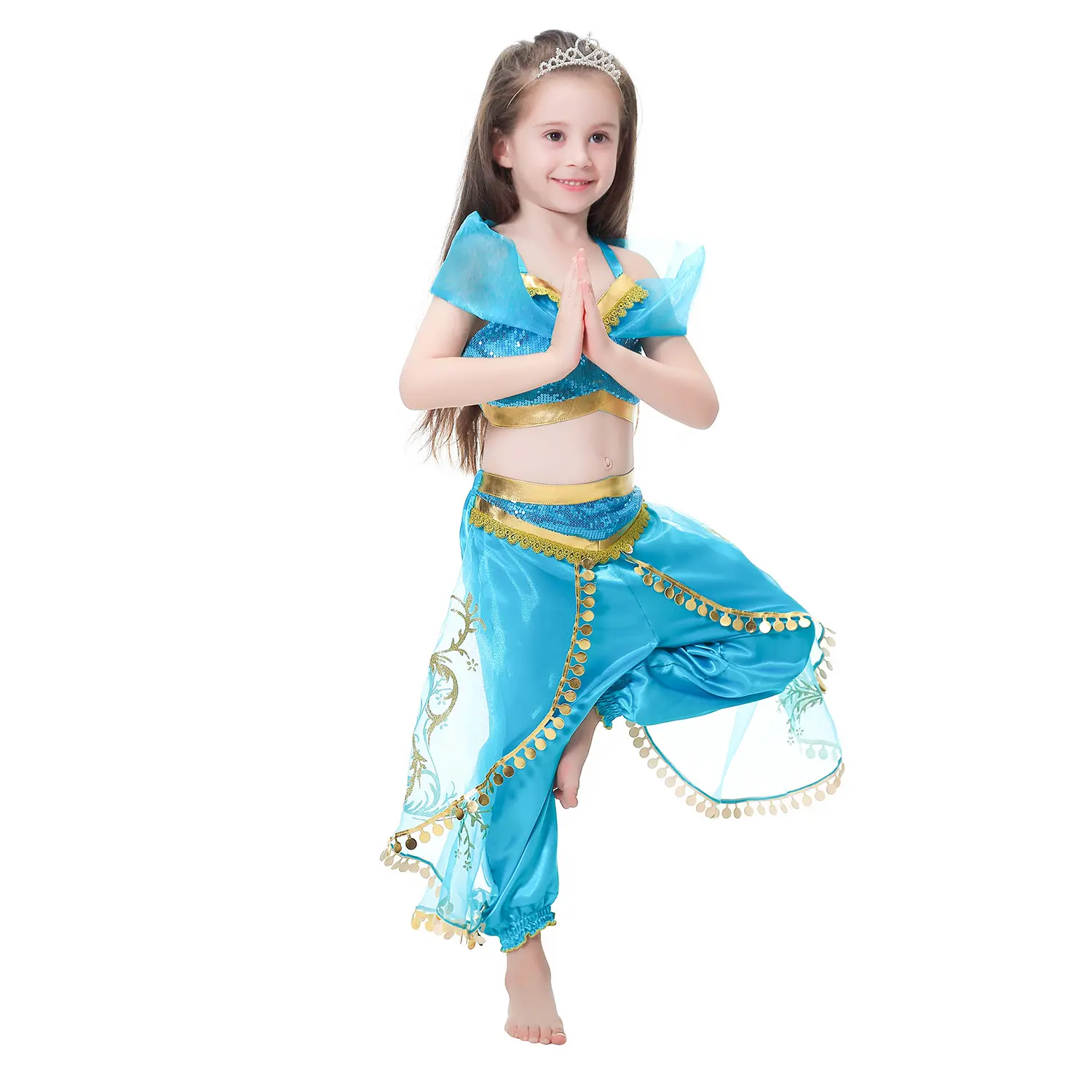 Princess Dress up of and the Magic Lamp Girls Birthday Party Jasmine Cosplay Costume Top+Pants