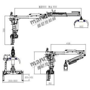 Équipement de levage 1,5 tonne 8m Grue à grappin hydraulique montée sur <span class=keywords><strong>camion</strong></span> 360° °   Grappin rotatif pour la manutention de <span class=keywords><strong>ferraille</strong></span> et d'acier - Product Image 6