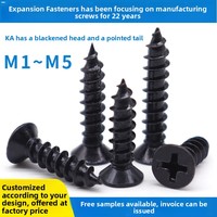 Sekrup Phillips Kepala Datar Self Tapping, Sekrup KA Hitam Oksida Terkeras M1-M5 untuk Perakitan Elektronik & Mainan