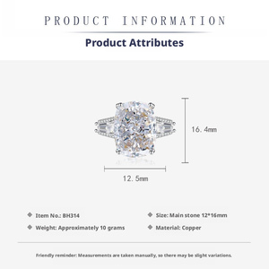 Factory Wholesale Fashion Jewelry Copper 12*16mm White Cubic Zirconia Gold <b>Ring</b> Set <b>Jewellery</b> Sets Unisex Wedding Party High - Product Image 3