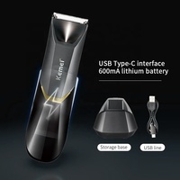 Tondeuse corporelle Kemei Km-3208 1400mAh à charge rapide USB, étanche, avec lame en céramique, pour zones intimes, rasoir électrique avec lumière