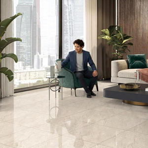 Fog Grey 24x24inch Glazed Porcelain Tiles High Gloss Digital Stone Effect Modern Interior Flooring - Product Image 3