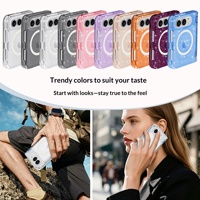 Étui magnétique transparent à paillettes pour iPhone Duo, protection de charnière en PC et TPU pour téléphone pliable, vente en gros, logo personnalisé OEM