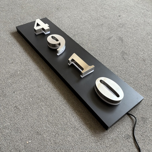 Ngoài trời không thấm nước backlit Led nhà số kim loại thư dấu hiệu cửa thép không gỉ dấu hiệu 3D sáng số tấm - Product Image 2