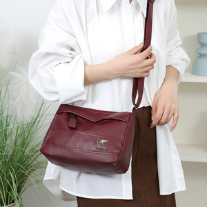 Jingrun Women's Crossbody Bag Brown Leather Shoulder Bag With Zipper Closure For Leisure Travel And Daily Use - Product Image 2