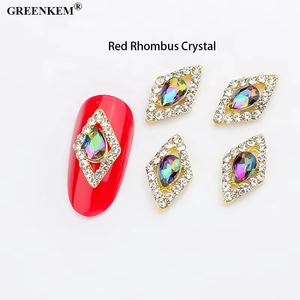 พลอยเทียมคริสตัลรูปสี่เหลี่ยมขนมเปียกปูน<span class=keywords><strong>สี</strong></span>แดงเงางามหลากสีหลายรูปทรงสำหรับเจ้าสาว10ชิ้น/ถุง - Product Image 6